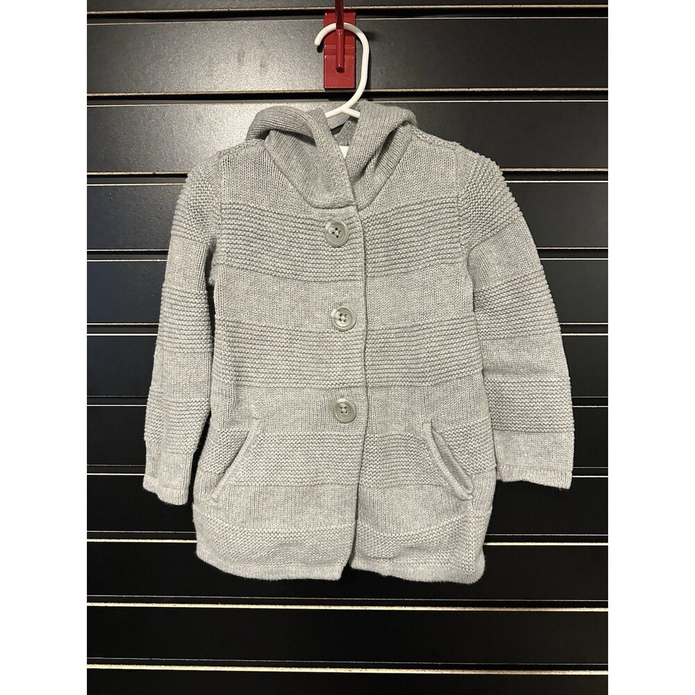 GUC Baby Gap Button Front Hooded Cardigan - Grey Size 2T